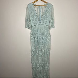 Magnolia Boutique Floral Lace V Neck Maxi Dress size S